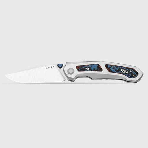Kizer Feweed XL | S90V | Harpoon Blade | Titanium & Fat Carbon Nebula | KizerB�