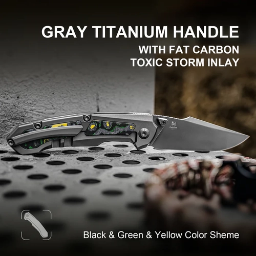 Kizer Feweed | S90V �elik | Titanyum & Fat Carbon (Toxic Storm) Sap | KizerB�