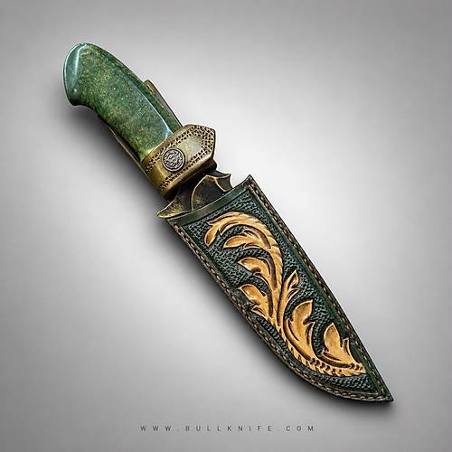 El Yap�m� Damascus Bowie B��ak � Stabilize Amboyna Kabza, Bronz Bal�ak, 16 cm Namlu, Koleksiyonluk �zel �retim