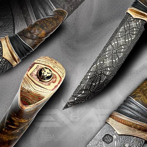 Mozaik Damascus �elik El Yap�m� �zel B��ak � Amboyna K�k Kabza & Makumagane Detayl�