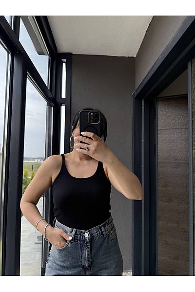 Fitilli Askl Siyah Crop