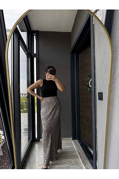 Leopar Maxi Saten Etek