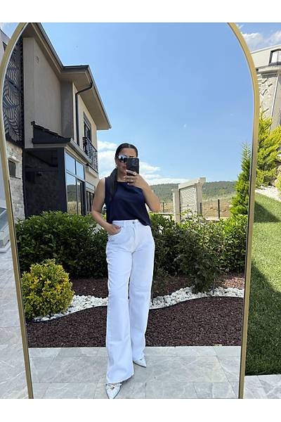 Y�ksek Bel Beyaz Jean