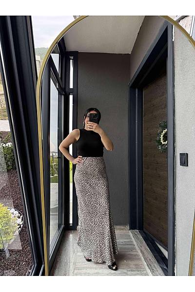 Leopar Maxi Saten Etek