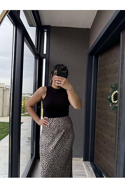 Leopar Maxi Saten Etek