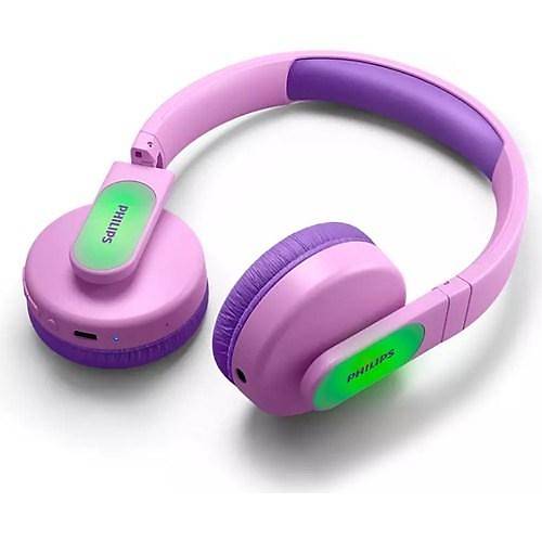 Philips TAK4206PK Çocuklar İçin BT Kablosuz Kulak Üstü Kulaklık , Işıklı, Ebeveyn Denetimli Pembe