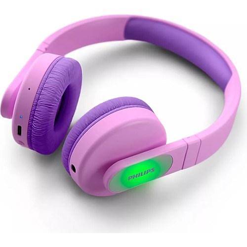 Philips TAK4206PK Çocuklar İçin BT Kablosuz Kulak Üstü Kulaklık , Işıklı, Ebeveyn Denetimli Pembe