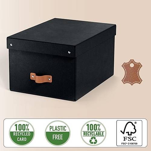 Leitz Puro Saklama Kutusu Kapakl� 17L S�YAH RENK %100 Geri D�n��t�r�lm�� Karton 2'li Paket