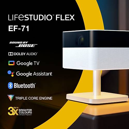 EPSON Lifestudio Serisi Flex EF-71 Google TV Full HD Ta��nabilir Ak�ll� Projeksiyon Cihaz�