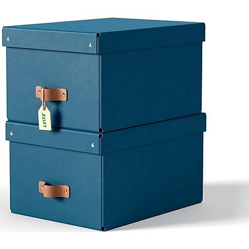 Leitz Puro Saklama Kutusu Kapakl� 17L KOYU MAV� RENK %100 Geri D�n��t�r�lm�� Karton 2'li Paket