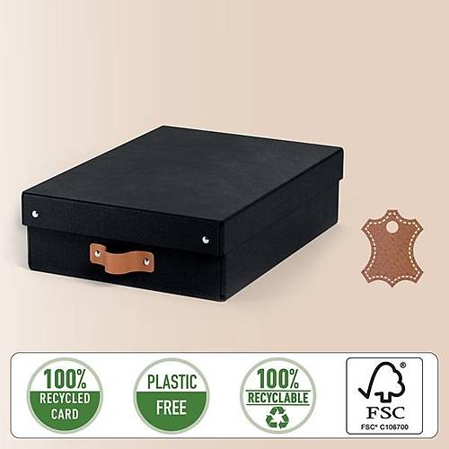 Leitz Puro Saklama Kutusu Kapakl� 8L S�YAH RENK %100 Geri D�n��t�r�lm�� Karton 2'li Paket