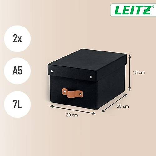 Leitz Puro Saklama Kutusu Kapakl� 7L S�YAH RENK %100 Geri D�n��t�r�lm�� Karton 2'li Paket