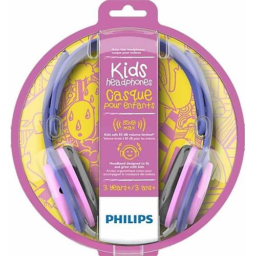Philips SHK2000PK Kablolu Kulak Üstü Çocuk Kulaklığı 85dB - Pembe Mor