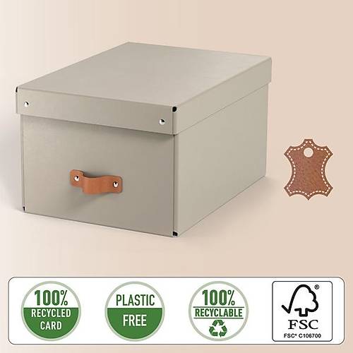 Leitz Puro Saklama Kutusu Kapakl� 17L BEJ RENK %100 Geri D�n��t�r�lm�� Karton 2'li Paket