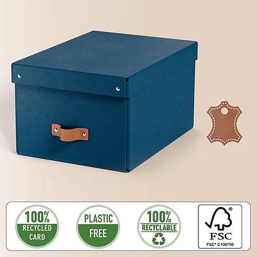 Leitz Puro Saklama Kutusu Kapakl� 17L KOYU MAV� RENK %100 Geri D�n��t�r�lm�� Karton 2'li Paket