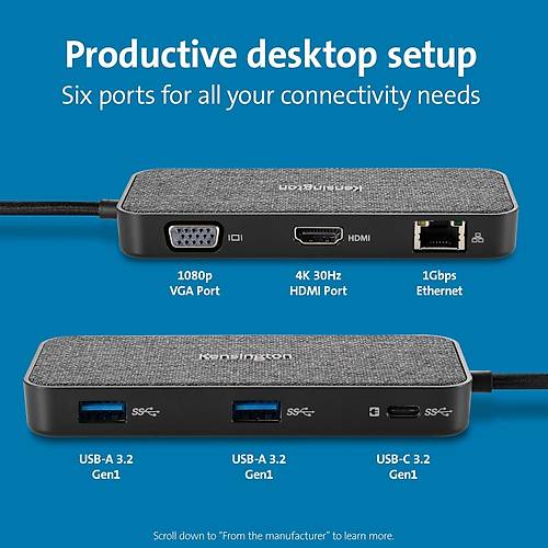 Kensington SD1650P USB-C 100W 4K Ta��nabilir Ba�lant� �stasyonu USB �oklay�c�