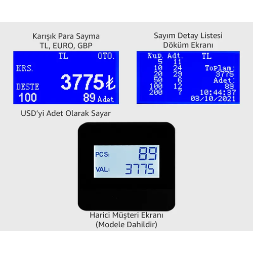M�HLEN ATOM 3 9360 ( TL, �, � ) Kar���k Para Sayma Makinesi