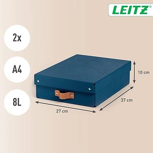 Leitz Puro Saklama Kutusu Kapakl� 8L KOYU MAV� RENK %100 Geri D�n��t�r�lm�� Karton 2'li Paket