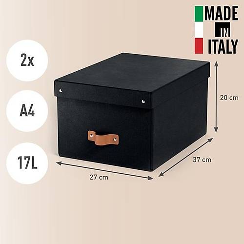 Leitz Puro Saklama Kutusu Kapakl� 17L S�YAH RENK %100 Geri D�n��t�r�lm�� Karton 2'li Paket
