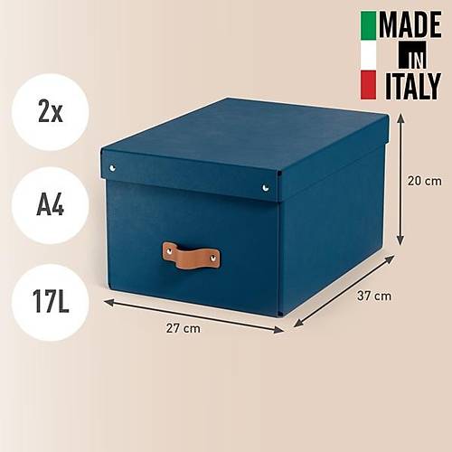 Leitz Puro Saklama Kutusu Kapakl� 17L KOYU MAV� RENK %100 Geri D�n��t�r�lm�� Karton 2'li Paket