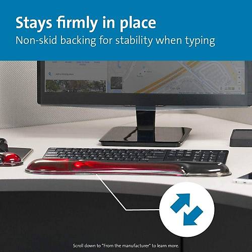 Kensington Duo Jel Dalga Tasar�ml� Klavye Bilek Deste�i K�rm�z�/Duman