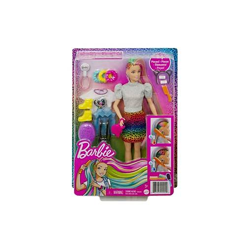 Barbie Leopar Desenli Saçlar Bebeği Grn81
