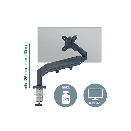 Leitz 6489 Ergo Yerden Tasarruf Sa�layan Tekli Monit�r Kolu Koyu Gri