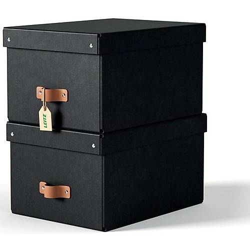 Leitz Puro Saklama Kutusu Kapakl� 17L S�YAH RENK %100 Geri D�n��t�r�lm�� Karton 2'li Paket