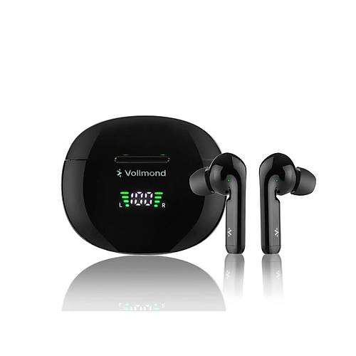Vollmond VL101pro Bluetooth 5.3 IPX6 Level Suya ve Tere Dayankl Tasarm arj Gstergeli TWS Kablosuz Kulaklk Siyah - 7 Saat Konuma Sresi