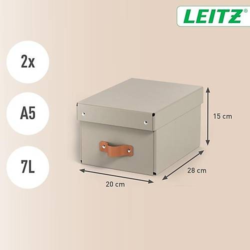Leitz Puro Saklama Kutusu Kapakl� 7L BEJ RENK %100 Geri D�n��t�r�lm�� Karton 2'li Paket