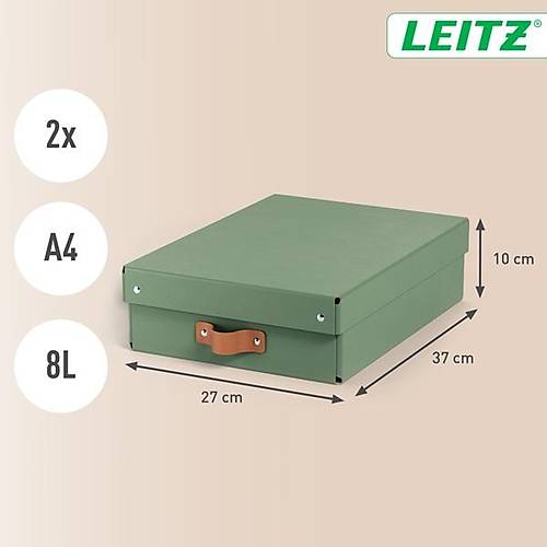 Leitz Puro Saklama Kutusu Kapakl� 8L M�NT YE��L� RENK %100 Geri D�n��t�r�lm�� Karton 2'li Paket