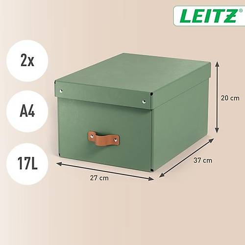 Leitz Puro Saklama Kutusu Kapakl� 17L M�NT YE��L� RENK %100 Geri D�n��t�r�lm�� Karton 2'li Paket