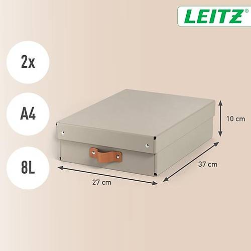 Leitz Puro Saklama Kutusu Kapakl� 8L BEJ RENK %100 Geri D�n��t�r�lm�� Karton 2'li Paket