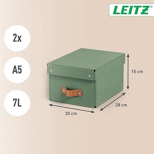 Leitz Puro Saklama Kutusu Kapakl� 7L M�NT YE��L RENK %100 Geri D�n��t�r�lm�� Karton 2'li Paket