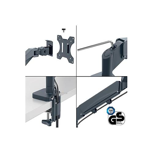 Leitz 6489 Ergo Yerden Tasarruf Sa�layan Tekli Monit�r Kolu Koyu Gri