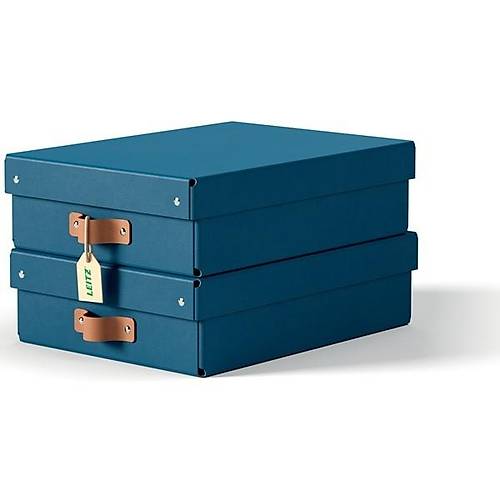 Leitz Puro Saklama Kutusu Kapakl� 8L KOYU MAV� RENK %100 Geri D�n��t�r�lm�� Karton 2'li Paket