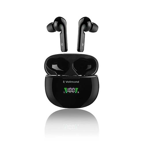 Vollmond VL101pro Bluetooth 5.3 IPX6 Level Suya ve Tere Dayankl Tasarm arj Gstergeli TWS Kablosuz Kulaklk Siyah - 7 Saat Konuma Sresi