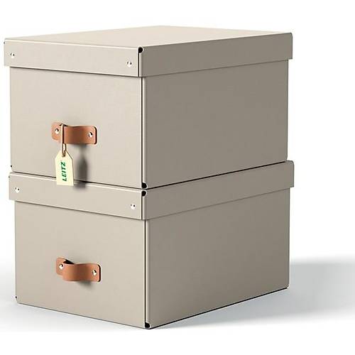 Leitz Puro Saklama Kutusu Kapakl� 17L BEJ RENK %100 Geri D�n��t�r�lm�� Karton 2'li Paket