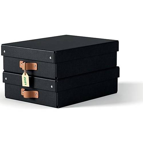 Leitz Puro Saklama Kutusu Kapakl� 8L S�YAH RENK %100 Geri D�n��t�r�lm�� Karton 2'li Paket