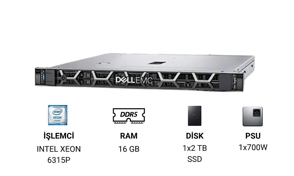 DELL R260_SPL1 POWEREDGE R260 XEON 6315P 16GB 1x2TB 2x3.5