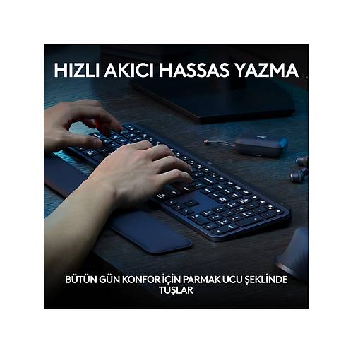 LOGITECH MX KEYS S GEL��M�� AYDINLATMALI TAM BOYUTLU KABLOSUZ T�RK�E Q KLAVYE S�YAH 920-011594