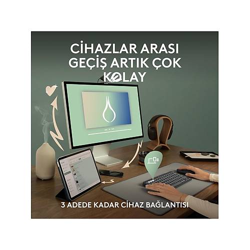 LOGITECH K380S PEBBLE KEYS 2 �OKLU C�HAZ �ZELL�KL� BLUETOOTH T�RK�E Q KLAVYE GR� 920-011859