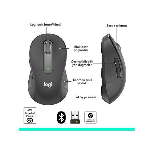 LOGITECH M650 MOUSE KABLOSUZ S�YAH 910-006253