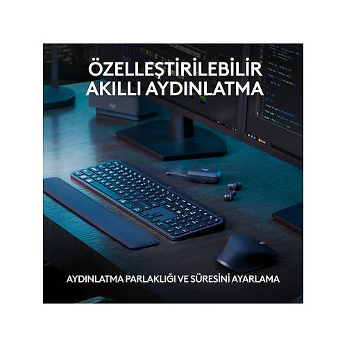 LOGITECH MX KEYS S GEL��M�� AYDINLATMALI TAM BOYUTLU KABLOSUZ T�RK�E Q KLAVYE S�YAH 920-011594
