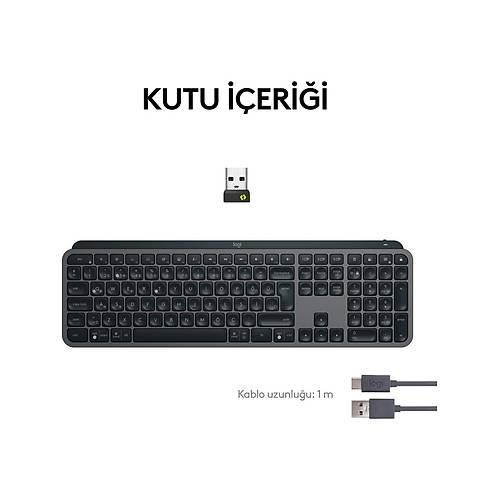 LOGITECH MX KEYS S GEL��M�� AYDINLATMALI TAM BOYUTLU KABLOSUZ T�RK�E Q KLAVYE S�YAH 920-011594