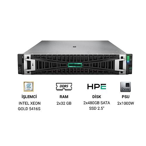 HPE ProLiant DL380 Gen11 5416S 2x32GB 2x480GB SSD 8SFF MR408i-o 2x1000W P81784-425