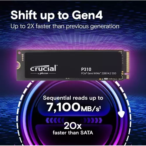 Crucial P310 1tb Pcie Gen4 Nvme M.2 SSD CT1000P310SSD8 (7100-6000 Mbs)
