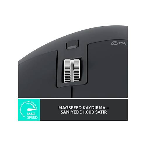 LOGITECH MX MASTER 3S PERFORMANS KABLOSUZ SESS�Z USB OPT�K MOUSE S�YAH 910-006559