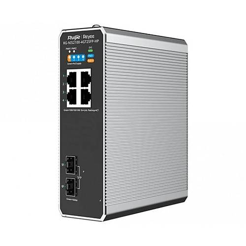 Reyee RG-NIS2100-4GT2SFP-HP 4 Portlu, 10/100/1000 Gigabit, End�striyel Switch, 2 Sfp, 4 Port Poe+ (120W)