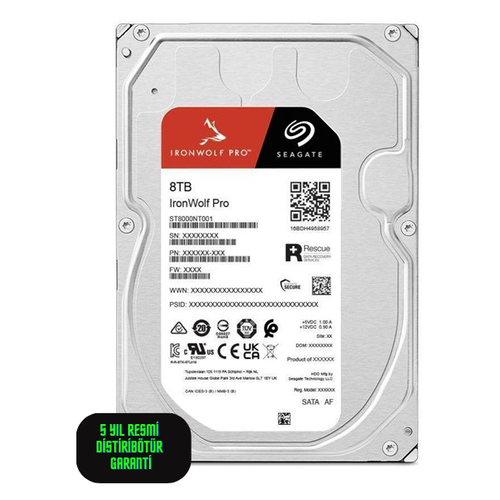 8 TB SEAGATE 3.5 IRONWOLF PRO SATA3 7200RPM 256MB ST8000NT001 (Resmi Distribit�r �r�n�)